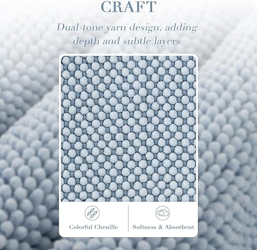 Miniatura 2 de BSICPRO Juego de 2 alfombras de baño de felpilla antideslizantes, gruesas, suaves, absorbentes, para playa, baño, ducha, lavable a máquina,