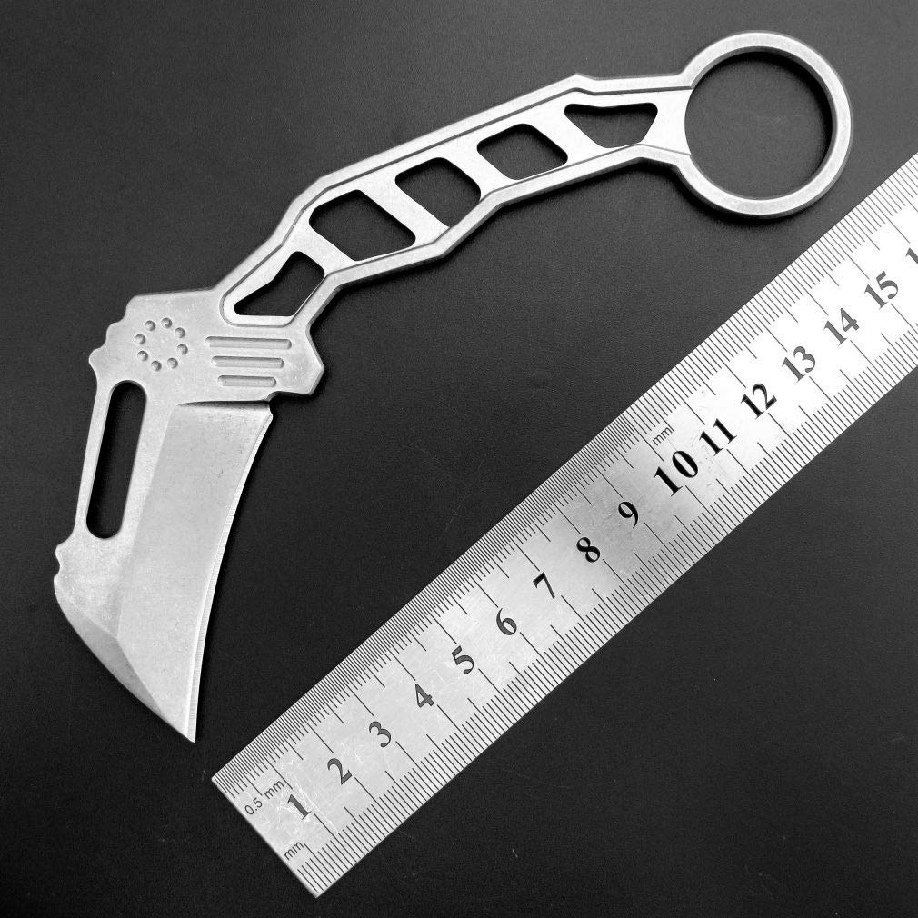 Ccanku C1120 Fixed Blade Knife D2 All Steel Handle EDC Tool Knife with Kydex Sheaths for Outdoor, Camping(Silver)