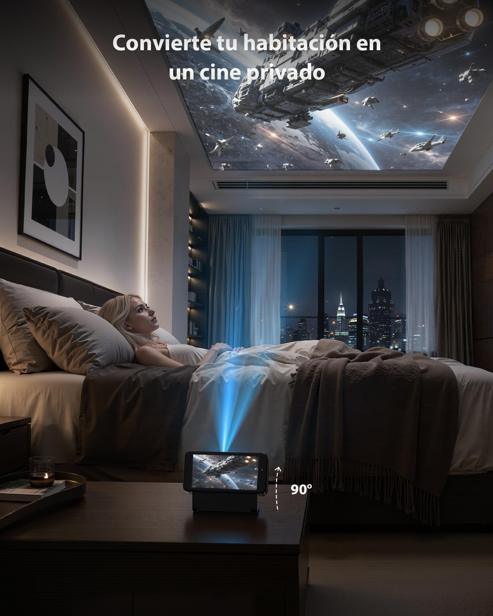 Estelle Proyector 4K con 64GB Almacenamiento, Batería Integrada, Android 12