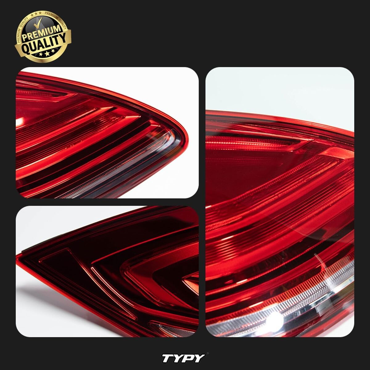TYPY LED Tail Light Assembly for 2010-2013 Porsche Panamera 970 - Facelift Full LED Rear Taillights, Left & Right Pair, Replacement for Turn Signal Brake Reverse Lamps（Red）