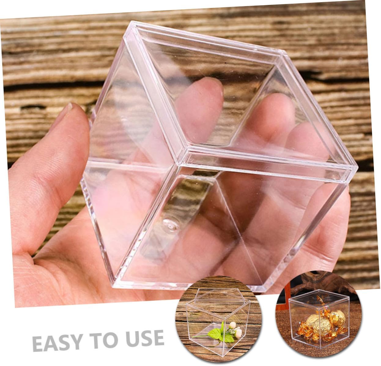 Garneck 14pcs Square Acrylic Candy and Jewelry Storage Boxes with Lids 6.5x6.5x6.5cm 210ml Mini Organizer for Party Favors and Event Decoration