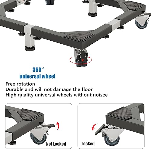 Miniatura 5 de Soporte de acero inoxidable resistente para lavadora y secadora con 4 pies fuertes, base de soporte de lavadora y base universal para