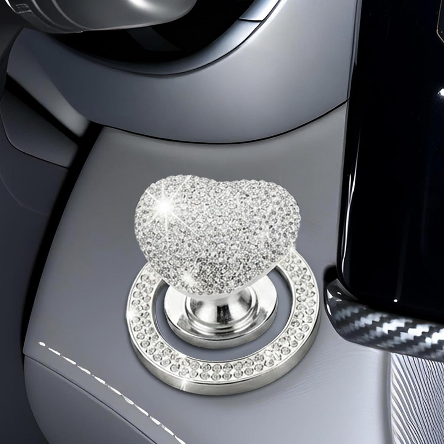 Car Engine Start Ring,Rhinestone Car Interior Accessories - Rhinestone Engine Start Decoration,for Automotive Vehicles RV Truck ATV Motorhome Sedan