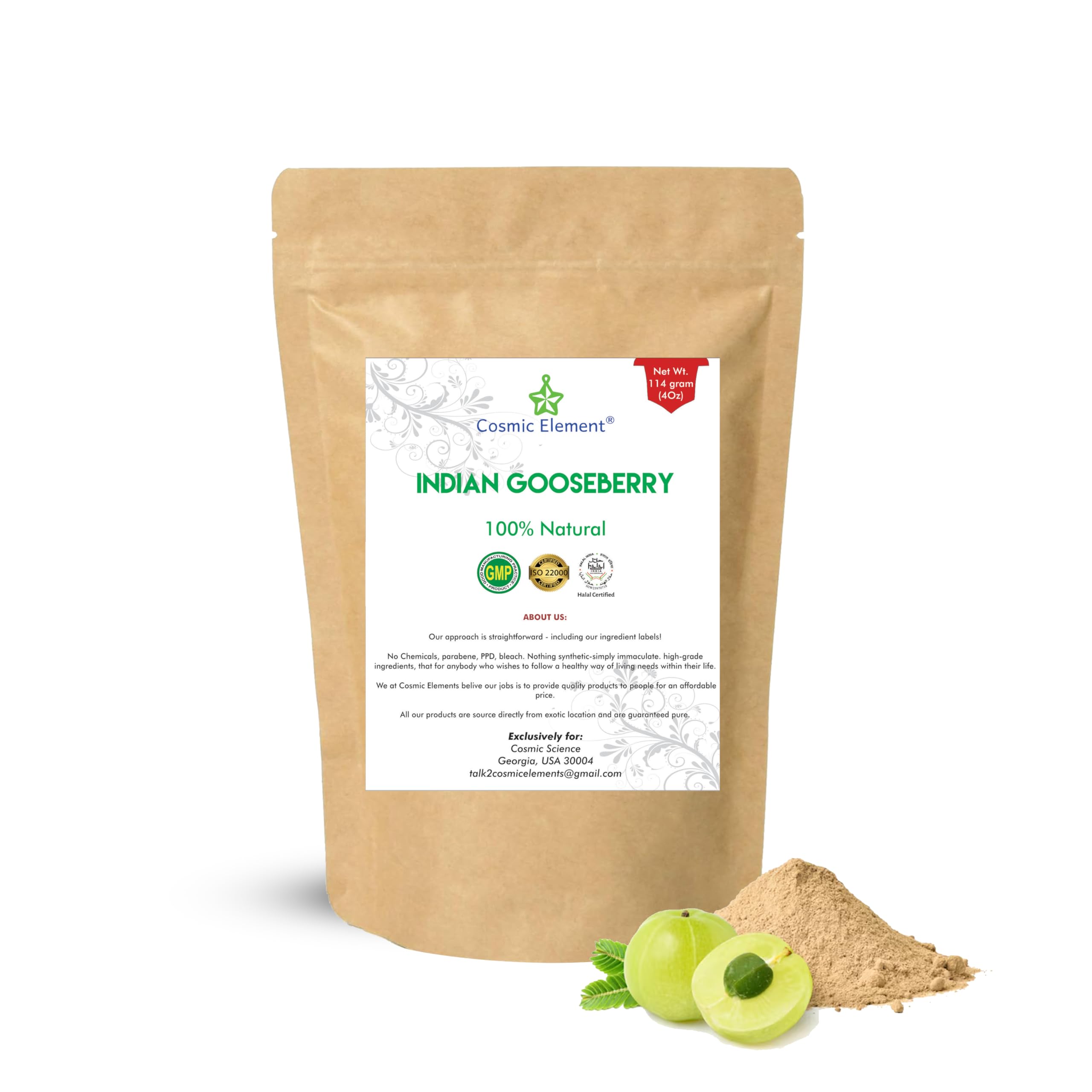 Cosmic Element 100% Pure Organic Amla Powder for Hair Growth – Rich in Vitamin C, Amalaki Powder for Skin Health & Eating – USDA Organic, Unrefined – 4 oz 4 Ounce (Pack of 1)