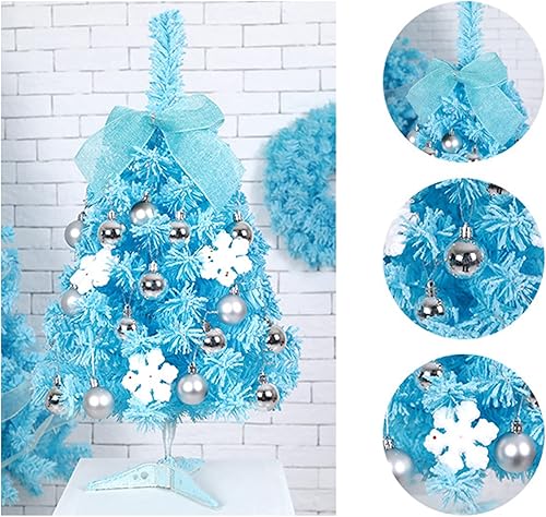 Miniatura 6 de Mini árbol de Navidad artificial preiluminado, mini árbol de Navidad de mesa con cadena de luces LED y adornos, árbol de Navidad artificial de pino