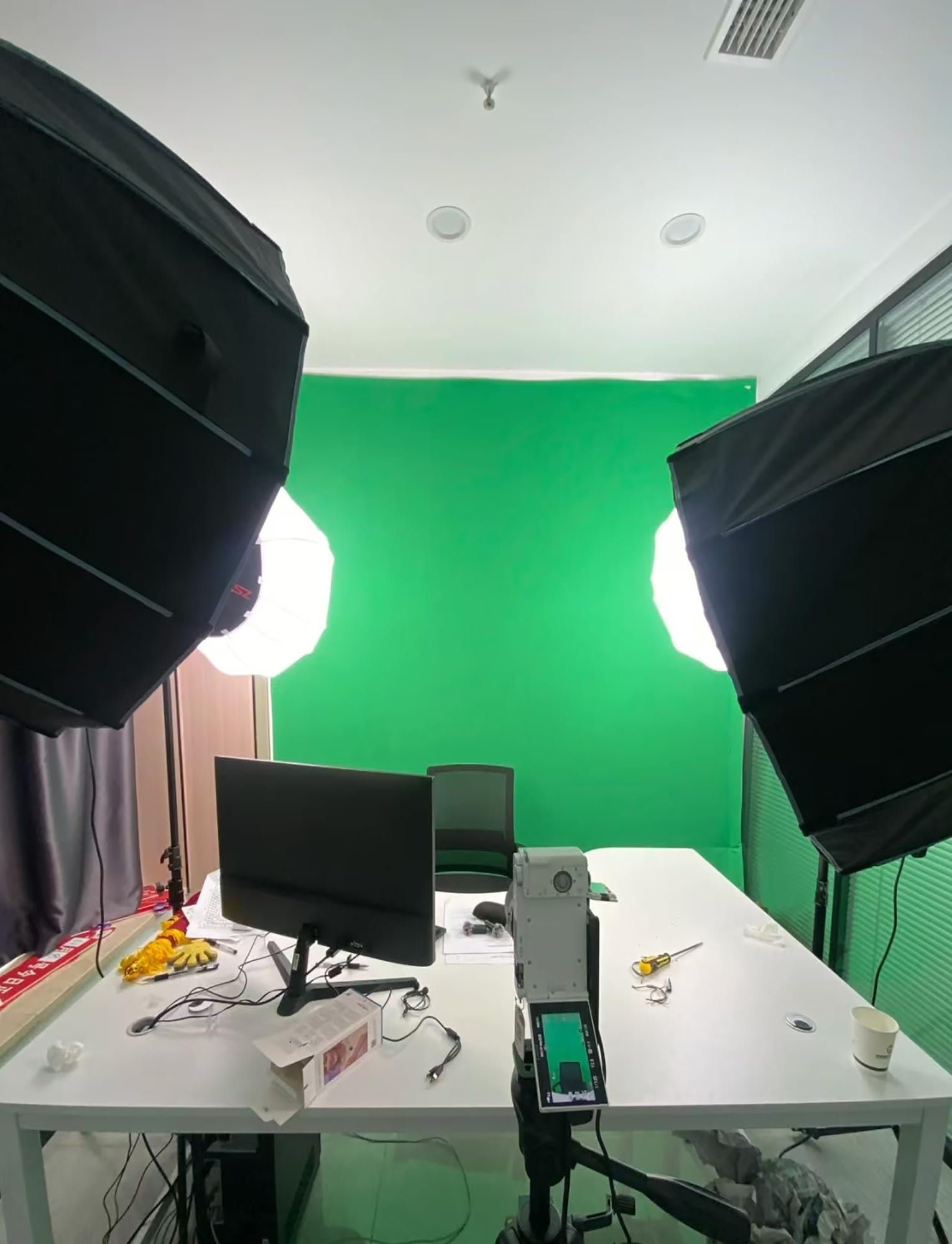 Sfondo fotografico Sfondo fotografico con schermo verde con staffa, dimensioni multiple for video Chromakey(200x300cm/78.7x118in)