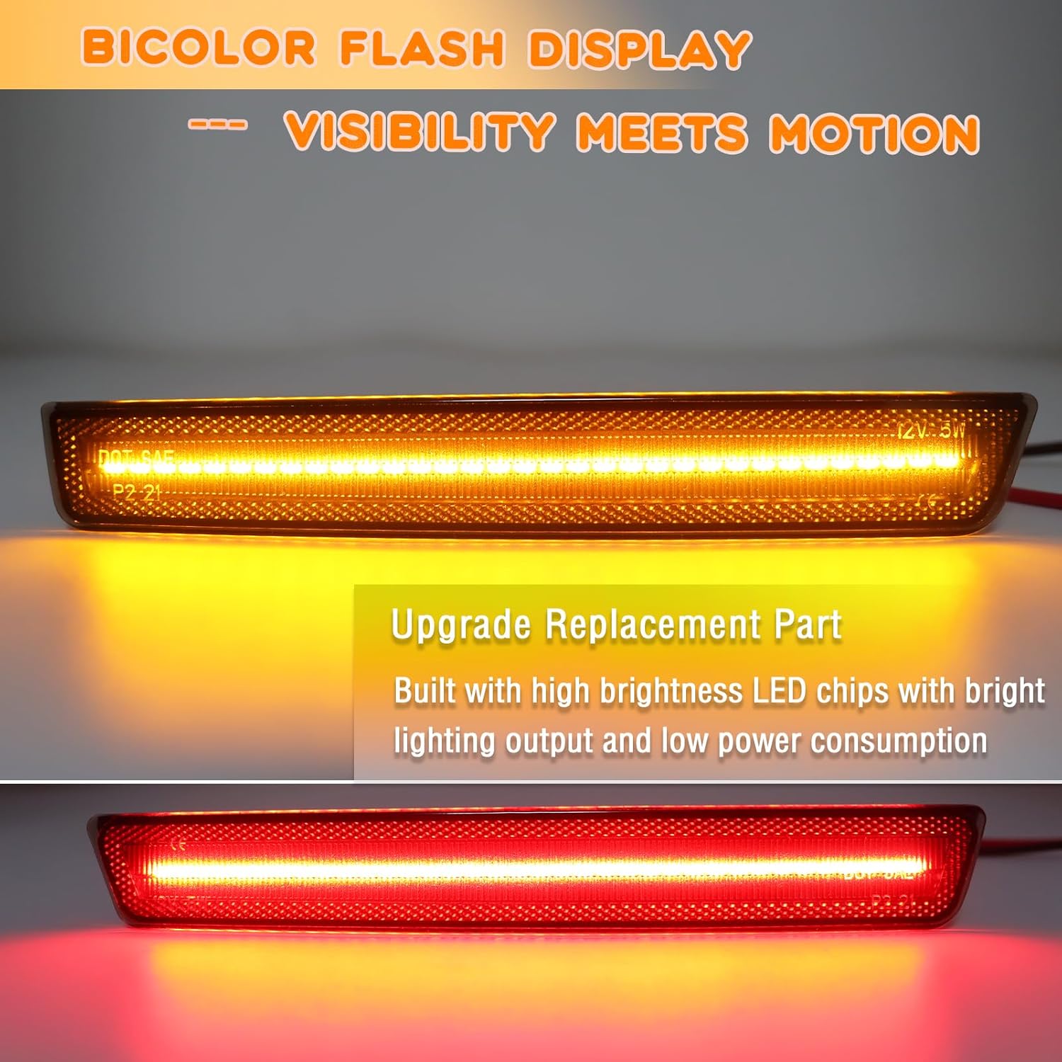 Amber&Red LED Front & Rear Fender Side Marker Lights Kit for for Dodge Challenger 2015-2023 Bed Fender Side Markers,Smoked Lens Side Bumper Marker Lamps,4pcs (Red Amber)