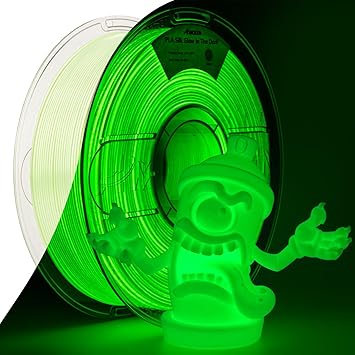 Amolen Glow in the Dark Pla Filament,Shiny Silk & Glow 3D Printer Filament Pla Glow Pla Filament 1.75mm Green, Best with UV Lamps, Dimensional Accuracy +/- 0.02 mm 1KG2.2lb