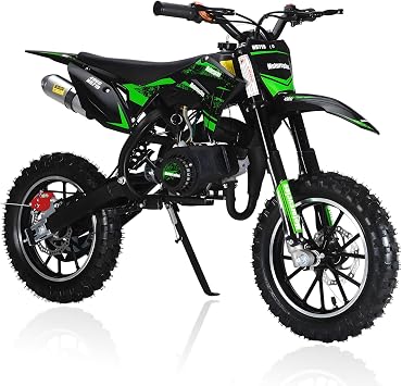 New Upgraded 50cc Kids Dirt Bike 2 Stroke[Fast Arrival ] - Speeds up to 40KM/H | Children Gas Powered Dirt Bike | Small Mini Dirtbike for Kid | Front Rear Disc Brakes for Kids Green