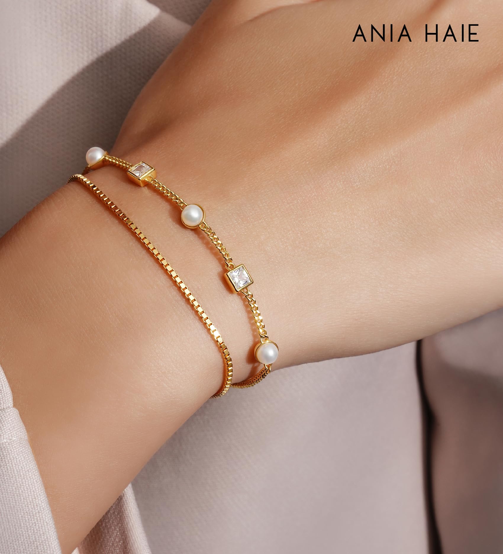 ANIA HAIE Damen Armband Hoop aus 925 Sterling Silber, verziert mit einer Süßwasserperle, Länge: 16,5 cm + 2 cm Verlängerung, inkl. Geschenkverpackung