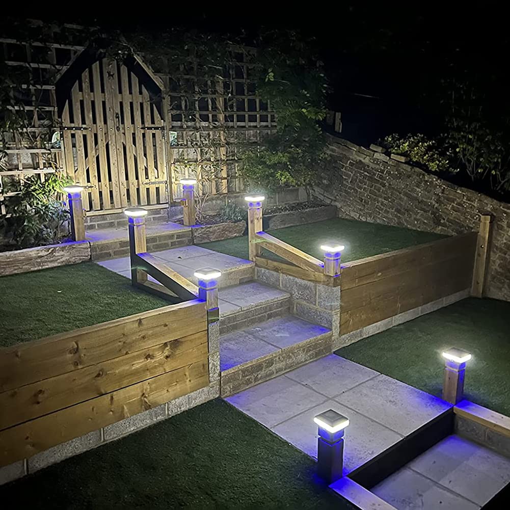 Lot de 4 Lampes Solaires Capuchons de Protection, IP65 étanche Solaire Lumières Lampe Solaire de Jardin Extérieures pour poteaux de clôture 71 mm/91 mm/96 mm/101 mm/11 mm/121 mm (98 x 98 mm)