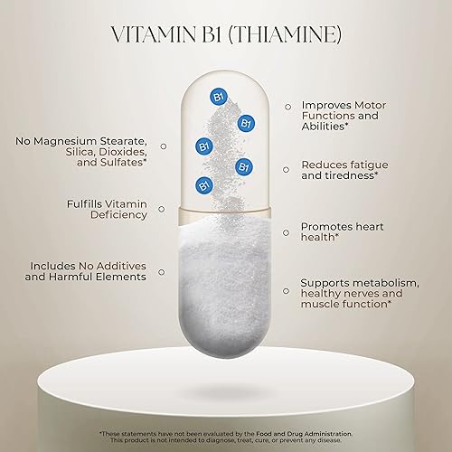 Miniatura 5 de Dr. Clark Suplemento de vitamina B1 tiamina de 400 mg - Suplemento de tiamina B1 para un sistema nervioso saludable y metabolismo energético, sin