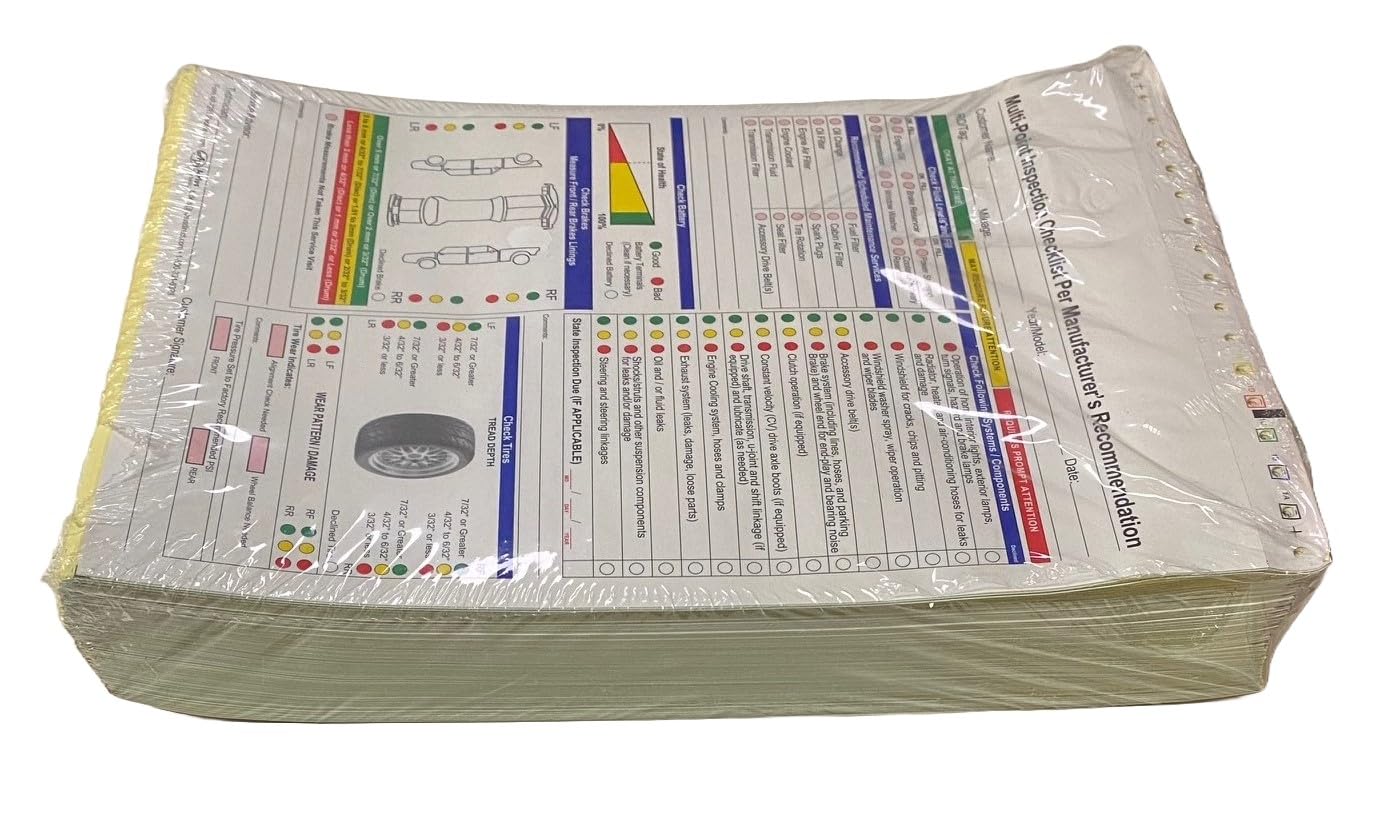 Service Center Forms Multi-Point Inspection Checklist Forms – 500-Pack ...