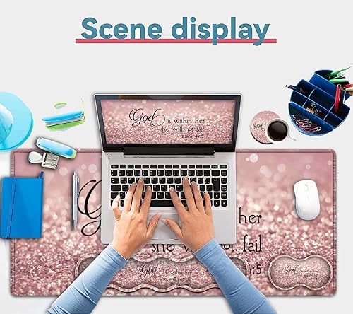 Miniatura 7 de Alfombrilla grande para mouse, alfombrilla de escritorio, teclado + reposamuñecas ergonómico para teclado, protector extendido para laptop,