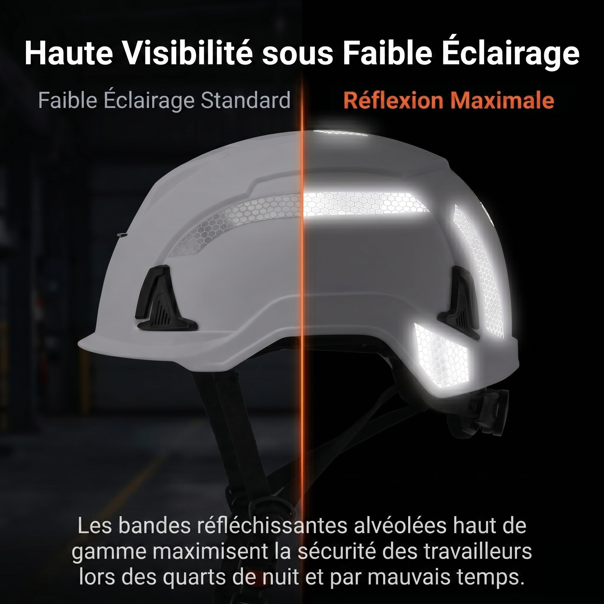 Casque de Chantier en 397& en 50365, Non Ventilé, Visière Courte | Doublure EPS anti-choc, Système d'accessoires modulaire, Isolation électrique, Hautement réfléchissant, Conception légère