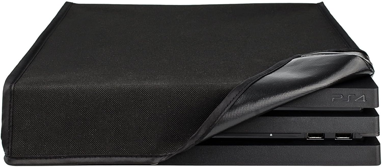 eXtremeRate Black Horizontal Dust Cover for PS4 Pro Console, Soft Neat