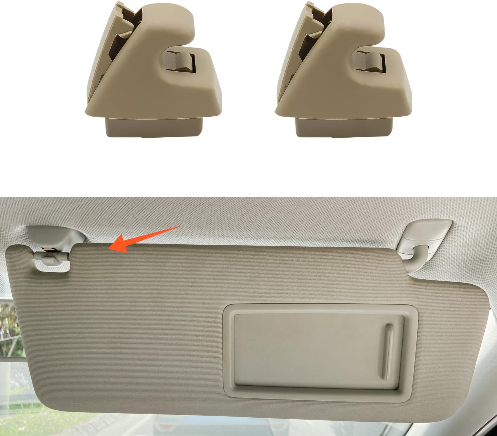 2PCS Sun Visor Clips for Cars, Bracket Sunvisor Retainer Clips, 95994975 Car Visor Support Holder Bracket Hanger, Visor Accessories for Chevy Silverado 1500, Tahoe, GMC Sierra 1500 (Beige)
