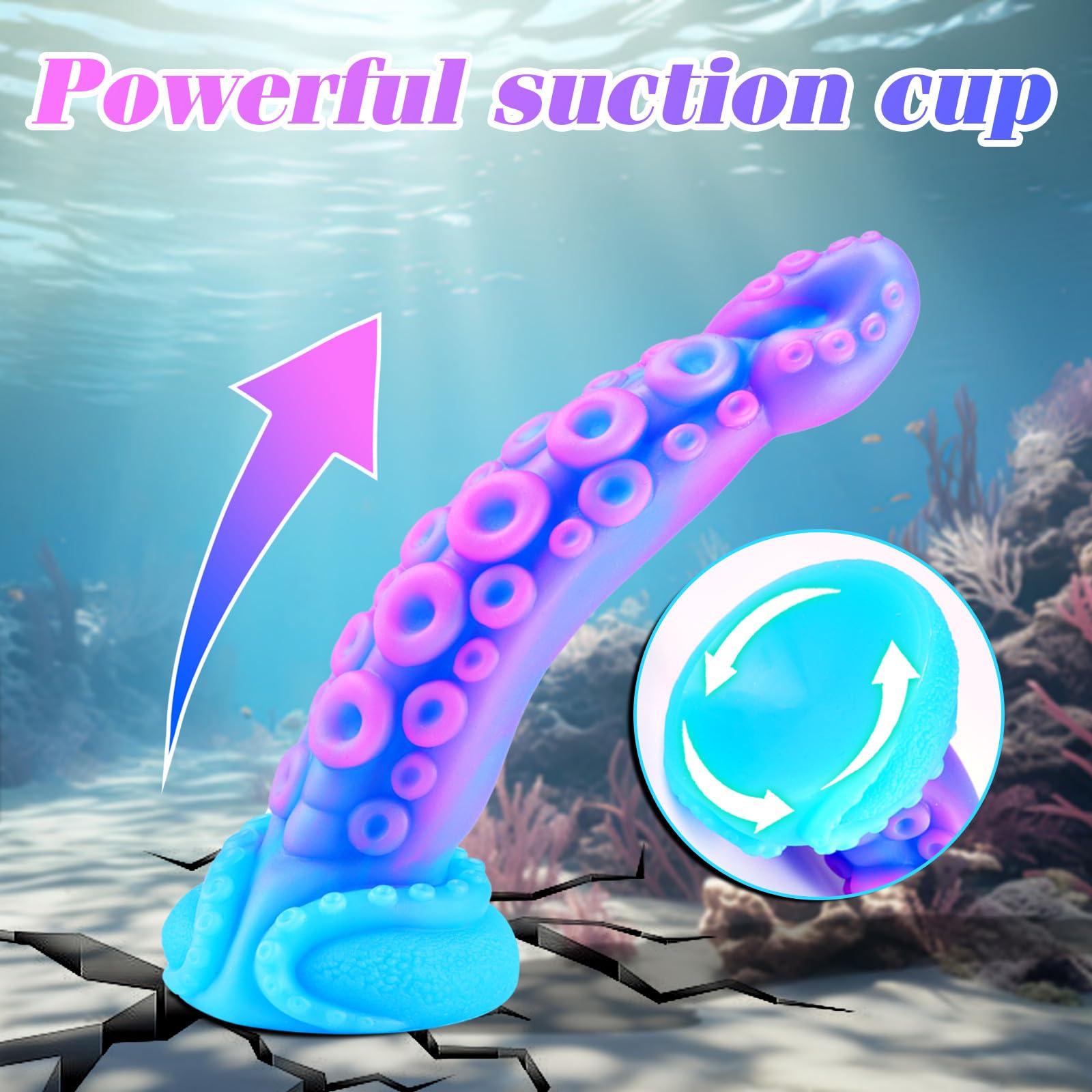 Realistic Monster Tentacle Octopus Dildo 2 Inch Wide, Silicone 8 Inch Extra Large Thick Girthy Anal Dildo Suction Cup, 7 Inch Creature Tapered Alien Dildos Fantasy Colorful Blue Sex Toy for Men Women: S