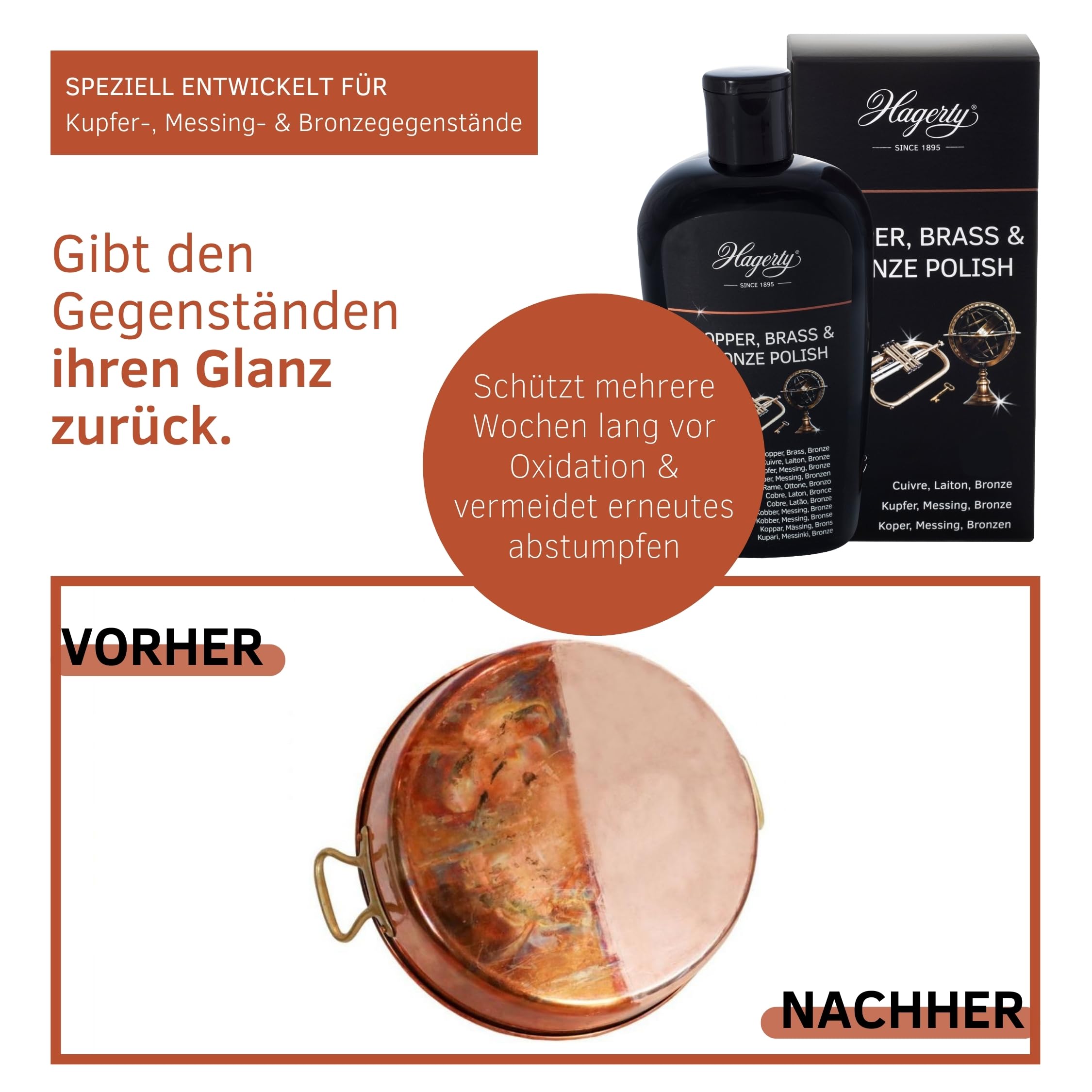 Hagerty Copper, Brass & Bronze Duster, speciaal geïmpregneerde polijstdoek van 100% katoen voor koper, brons en messing, reinigt zacht en geeft glans, Katoen Hagerty Copper, Brass & Bronze Duster, speciaal geïmpregneerde polijstdoek van 100% katoen voor koper, brons en messing, reinigt zacht en geeft glans, Katoen
