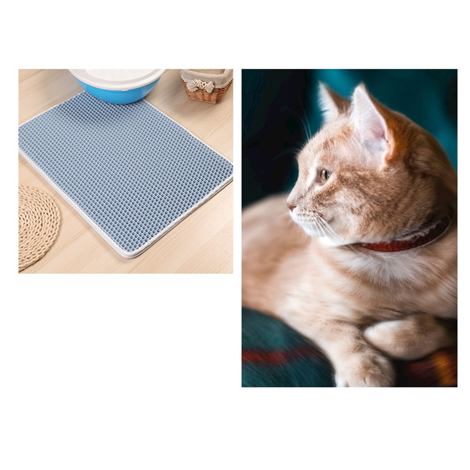 Naroote Tapis de Litière pour Chat, Construction à Double Couche, Facile à Utiliser pour Les Propriétaires de Chats, Tapis Imperméable (Bleu bébé)