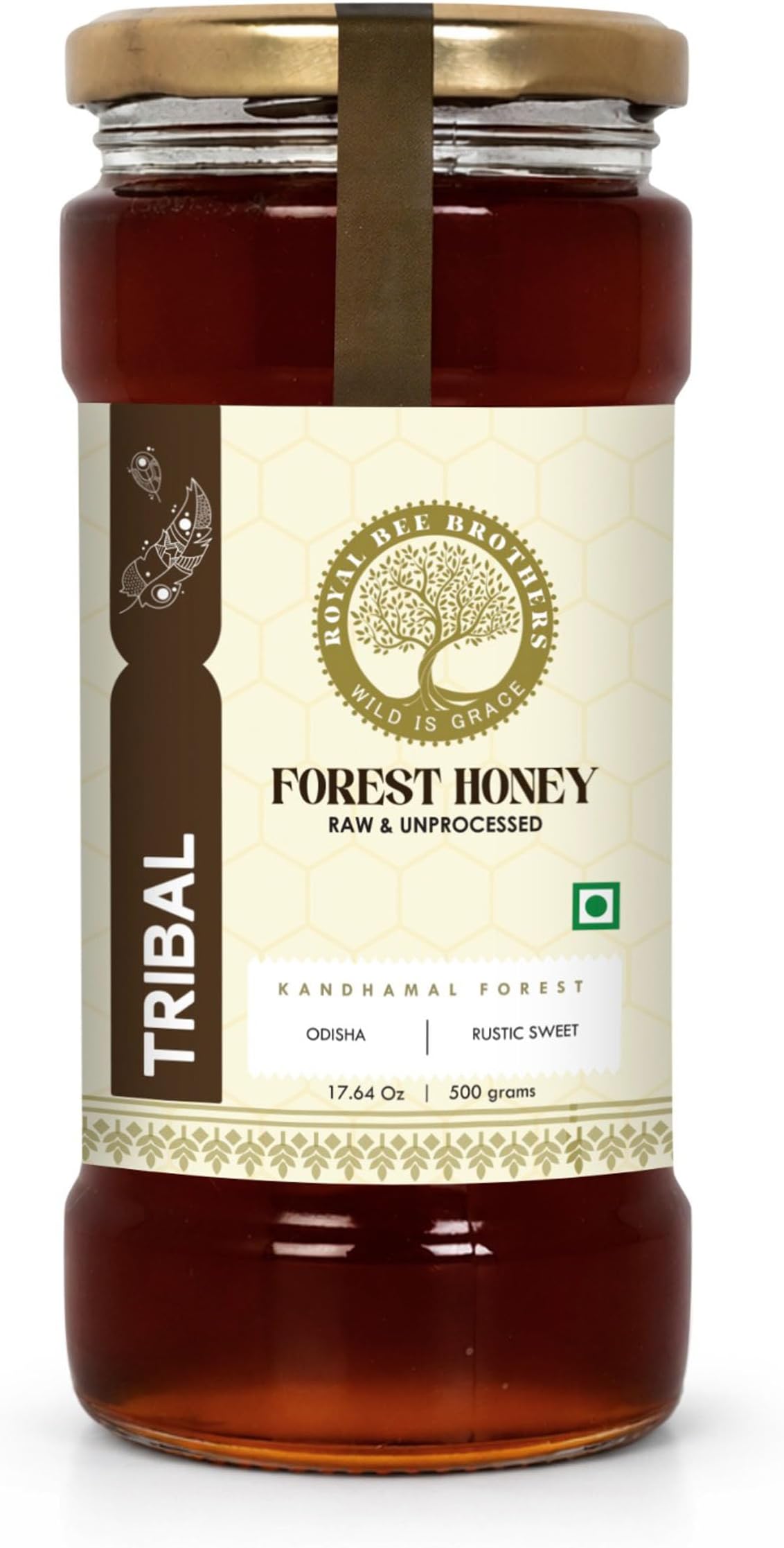 Tribal Forest Honey, Harvested from Odisha Forests, Produce of Wild Honeybees, Raw, Unprocessed & Wild, Rich Earthy Taste, No Additives, 500g