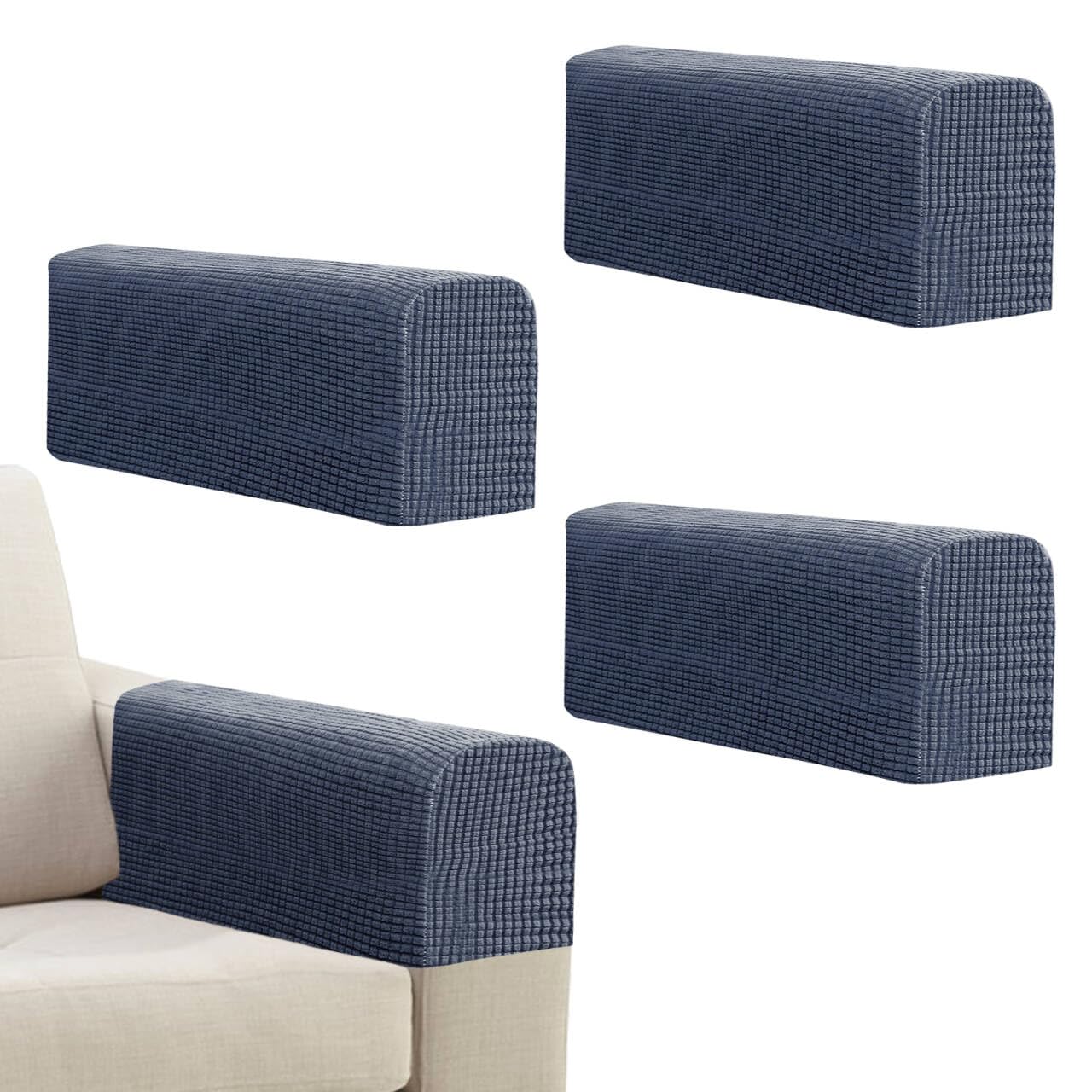 Niuoppy 4Pcs Armchair Covers Protectors Slipcover, Sofa Arm Covers Anti-Slip, Thickened Arm Rest Covers for Sofa, Chair Arm Cover for Sofa Protector Couches Recliner (4*Dark Grey)
