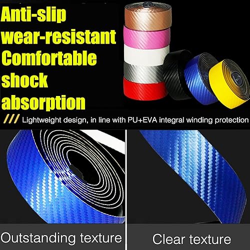Miniatura 3 de VXM Cinta de manillar de bicicleta, fibra de carbono, PU y EVA, cinta antideslizante para mango de ciclismo de montaña, 2 rollos por juego (gris)