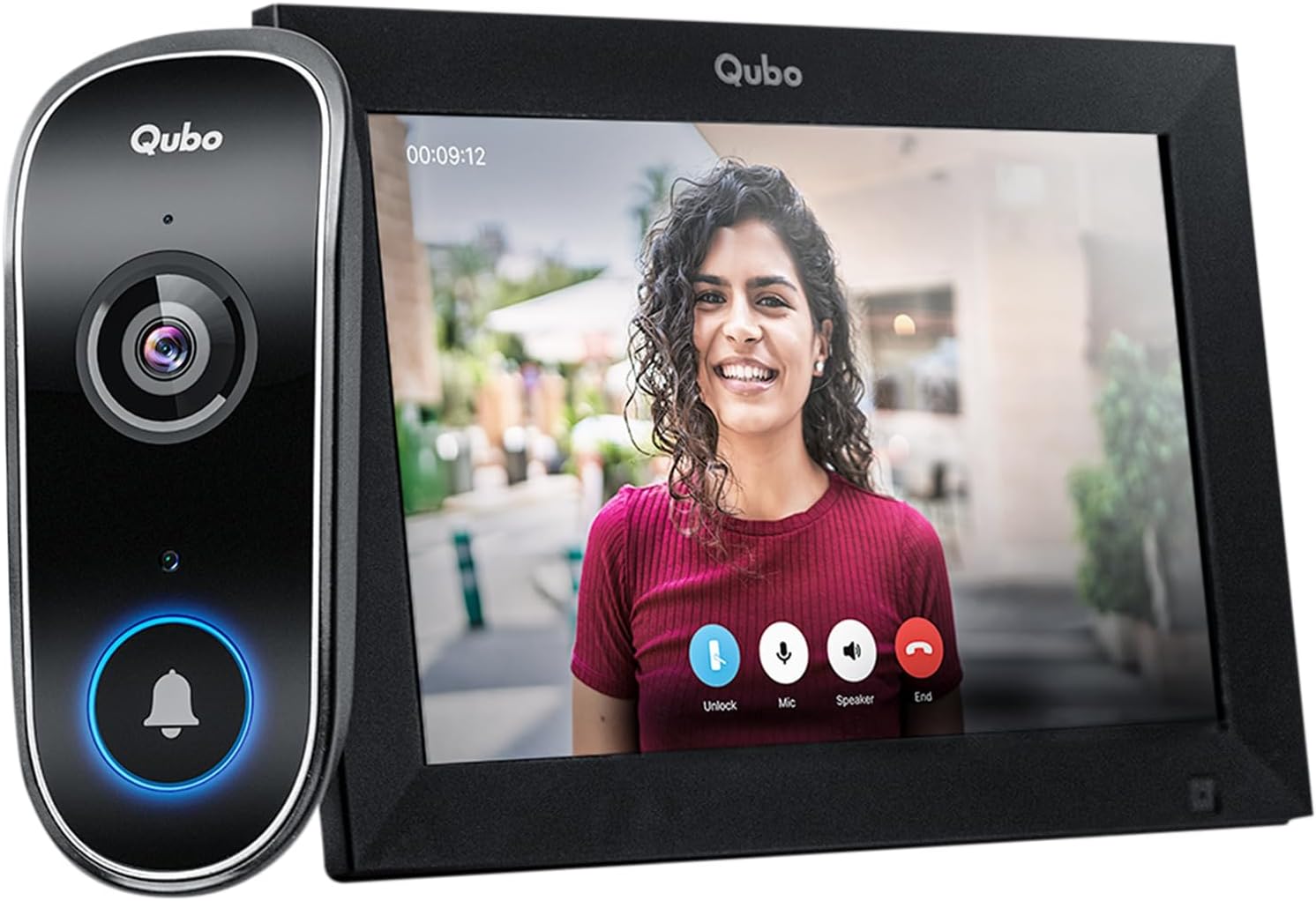 Qubo Instaview New Age Video Doorphone from Hero Group | 3MP Video Doorbell Pro 2K + Wireless Home Tab 1296p Resolution | Instant Phone & Tab Visitor Video Call | 2-Way Talk | Chime (Black)