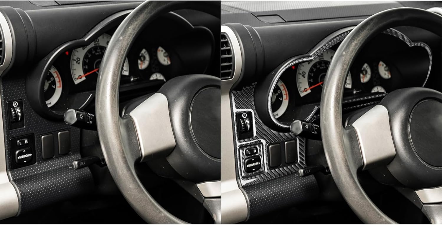 Car Speedometer Trim Strip Iginition Switch Decor Dash Instrument Decal Rearview Mirror Control Cover Sticker Compatible with Toyota FJ Cruiser 2007-2021 Real Premium 3K Soft Carbon Fiber