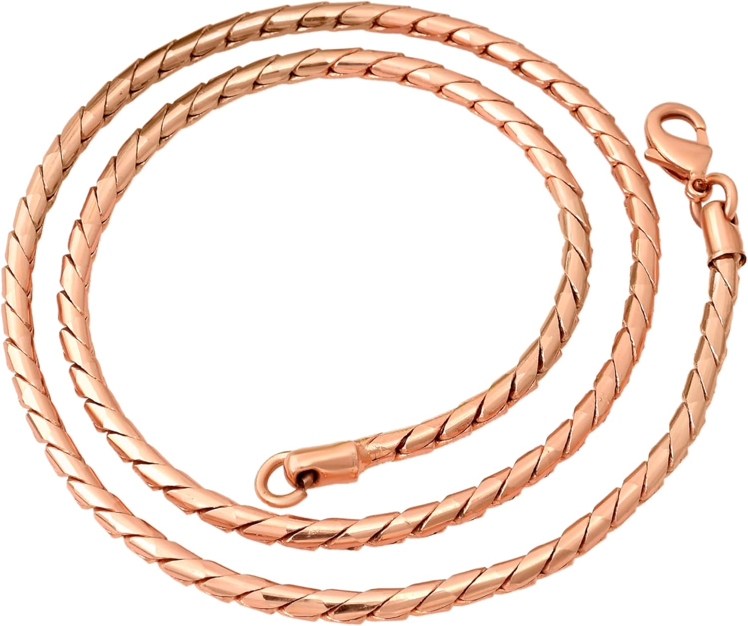 Pure Copper Herringbone Chain Necklace | Rose Gold Tone Unisex Jewelry for Men & Women | Healing & Wellness Benefits | Gift for Mother, Wife, or Him on Christmas & Valentine’s Day