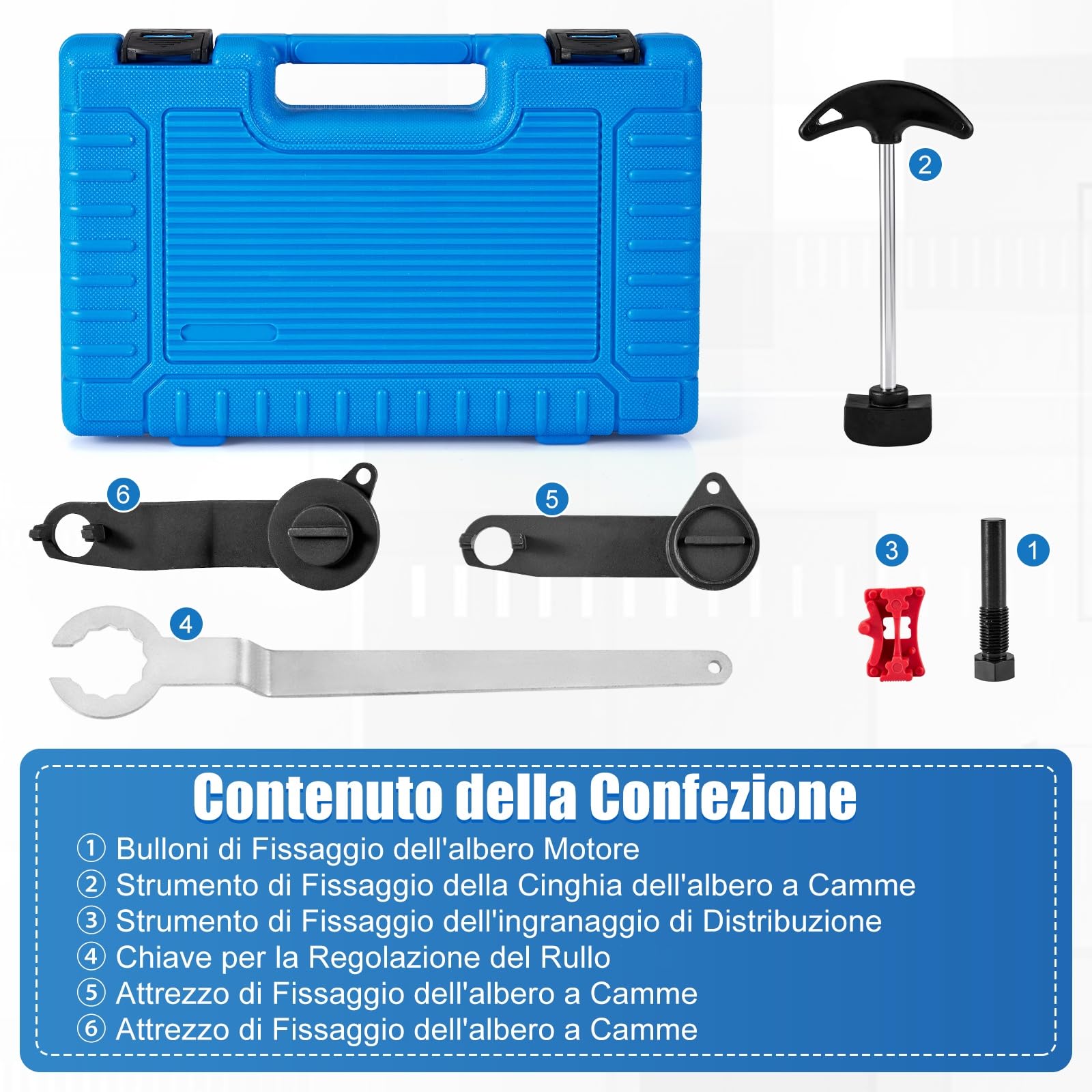 Kit Messa in Fase, Strumento di Fasatura del Motore EA211 1.0 1.2 1.4 1.6 FSI TSI TFSI, 6Pcs Set Attrezzi Distribuzione per A3, Golf, Jetta, Octavia, Lavida, Seat Leon