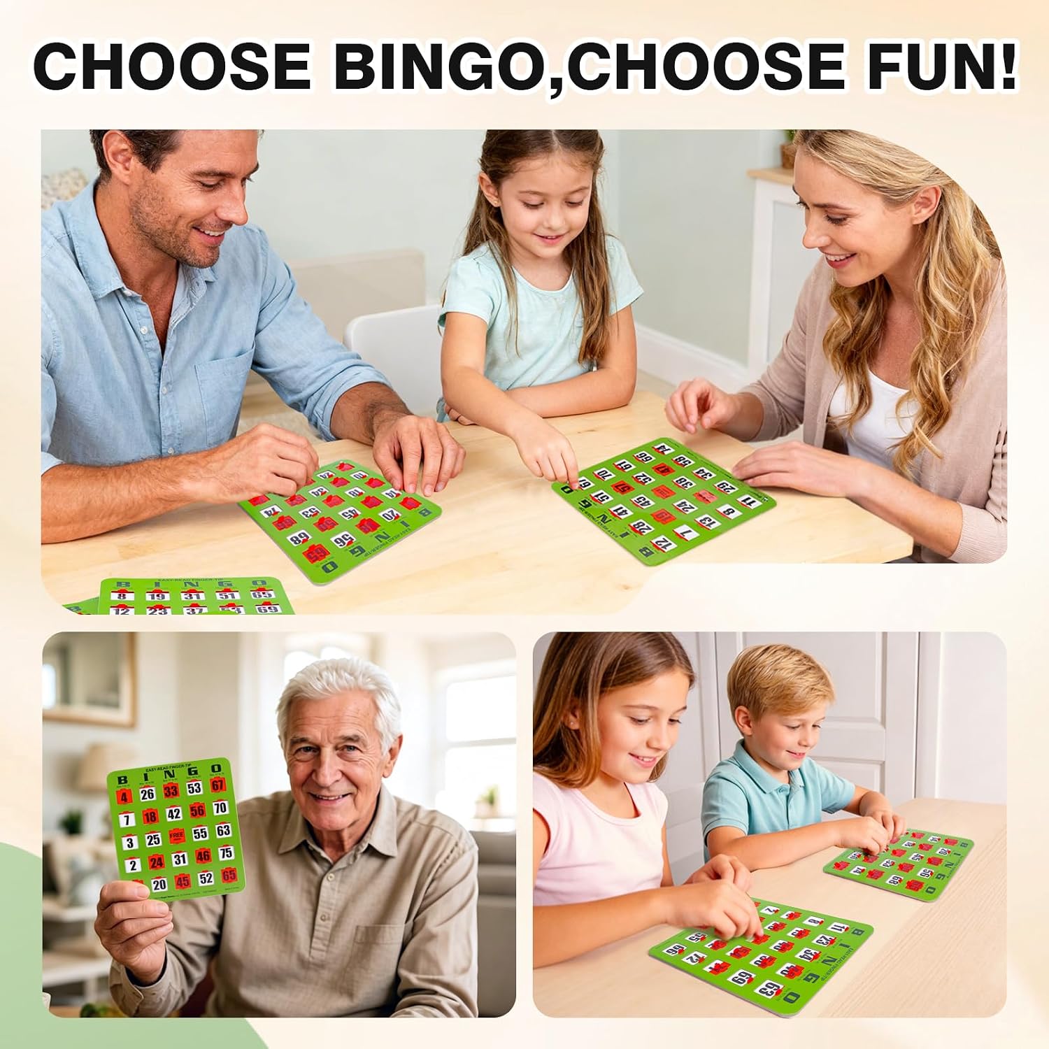 Regal Bingo - Shutter Slide Bingo Cards Only - 8” x 9” - 5-Ply Green Cardstock - Easy to Read - No Duplicates - Red Sliding Windows - Perfect for Large Groups, Bulk Purchasing
