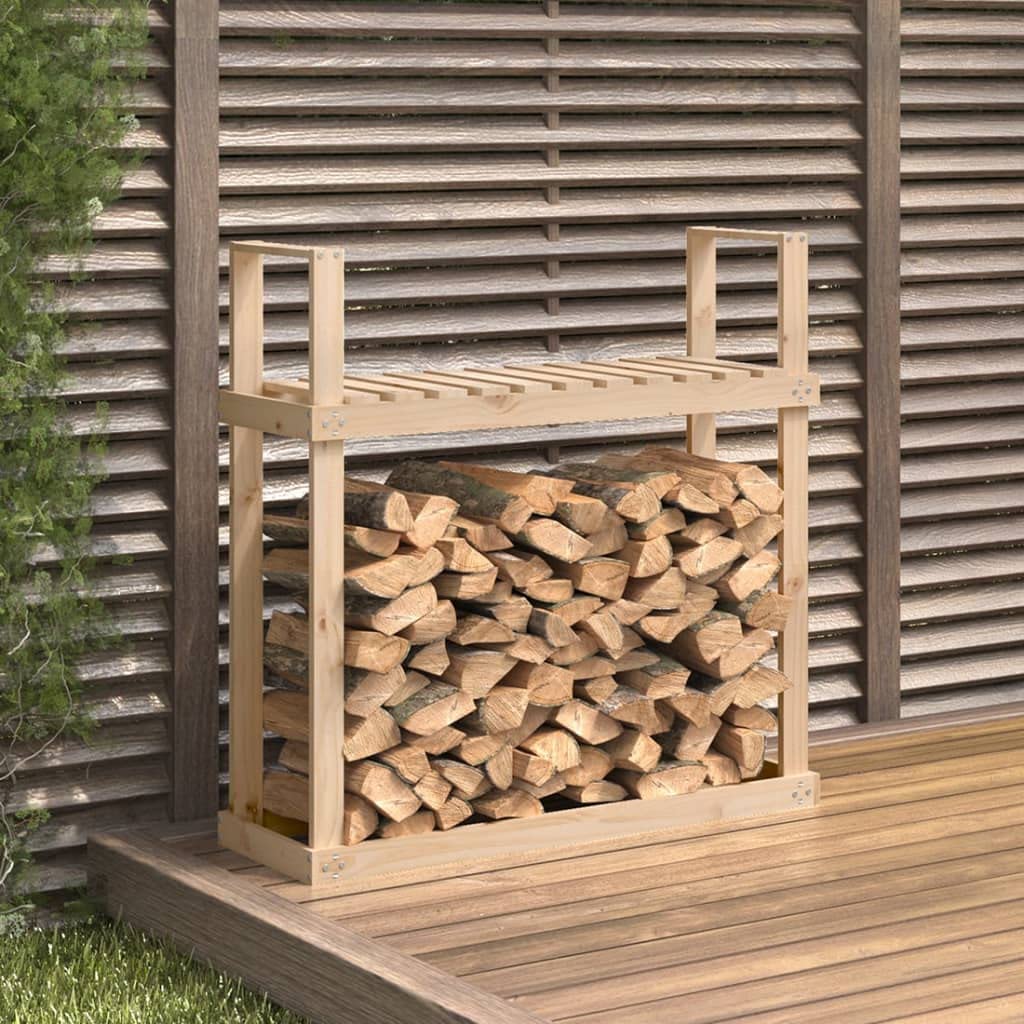 Regał na drewno kominkowe z litego drewna sosnowego, 110 x 35 x 108,5 cm, stojak na drewno opałowe z miejscem do przechowywania na drewno, do salonu, ogrodu, praktyczna pomoc w układaniu w