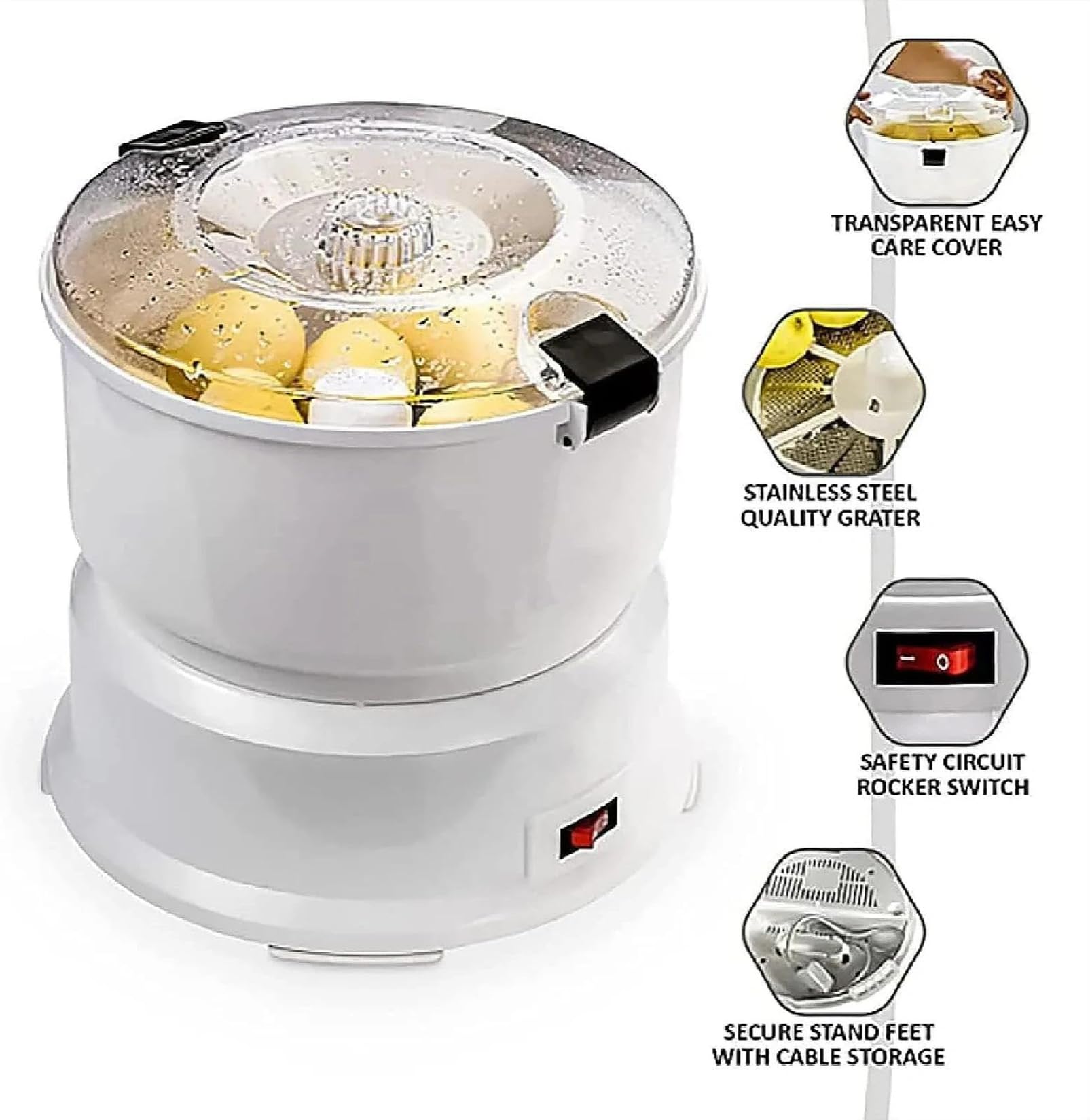 Pelador eléctrico de patatas de 85 W, pelador de verduras y frutas de acero inoxidable, operación con un solo toque, capacidad de 1 kg, pelado rápido y secador de ensaladas para el hogar y cocina