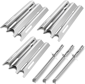 Hiorucet BBQ Grill Replacement Parts for Vermont Castings VM400, VM450, VM600, VM400XBP, VM450SSP, CF9030, CF9030LP, CF9050, CF9055, Jenn-Air JA460, JA461P, JA580, Stainless Steel Heat Plates, Burners