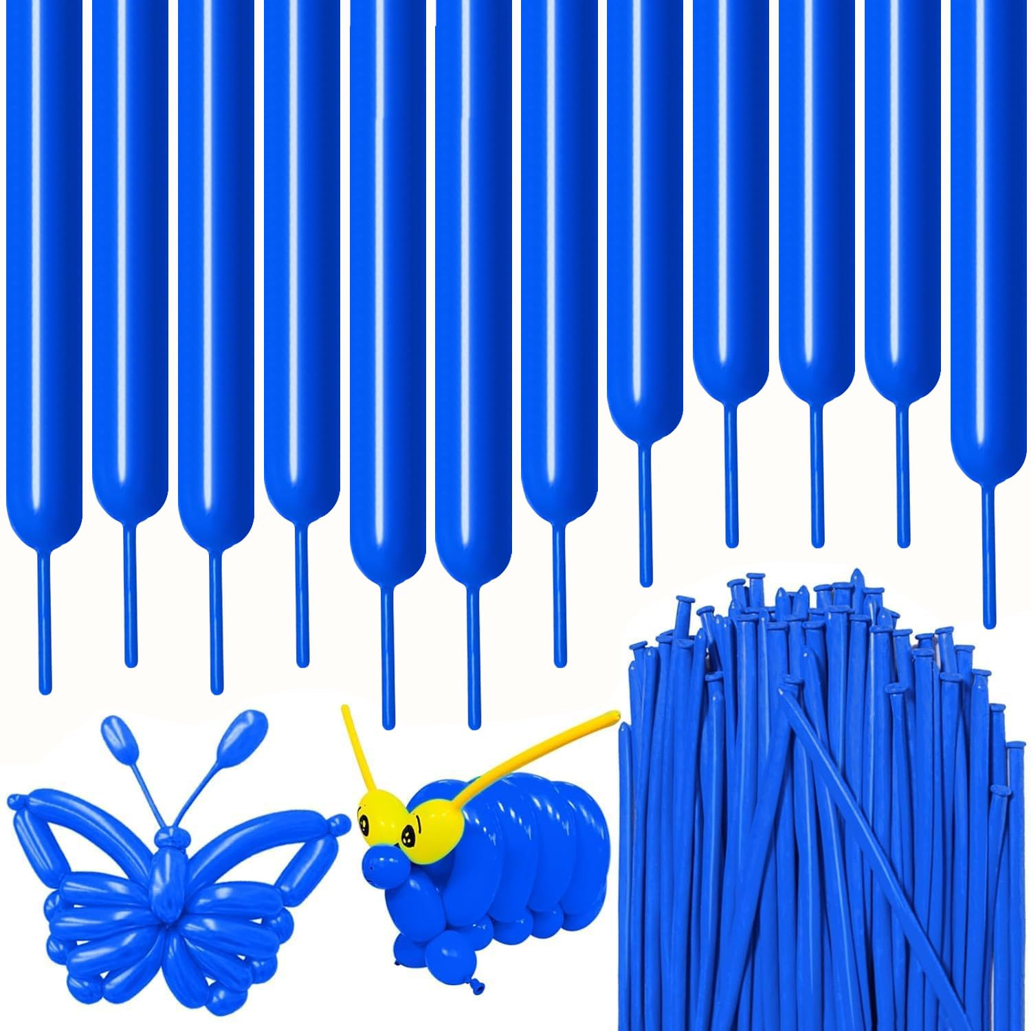 Long Skinny Balloons 260Q Blue Modelling Balloon Dark Blue Twisting Long Magic Latex Balloons for Animal Shape Balloon Arch Birthday Wedding Christmas Party Decoration 100Pcs