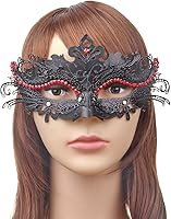 Vista 139 de IETANG - Antifaces venecianos para parejas, baile de máscaras, accesorios de disfraz o fiesta, 1 par Negro