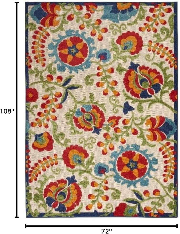 Pemberly Row Contemporary 6' x 9' Multicolor Fabric Farmhouse Area Rug