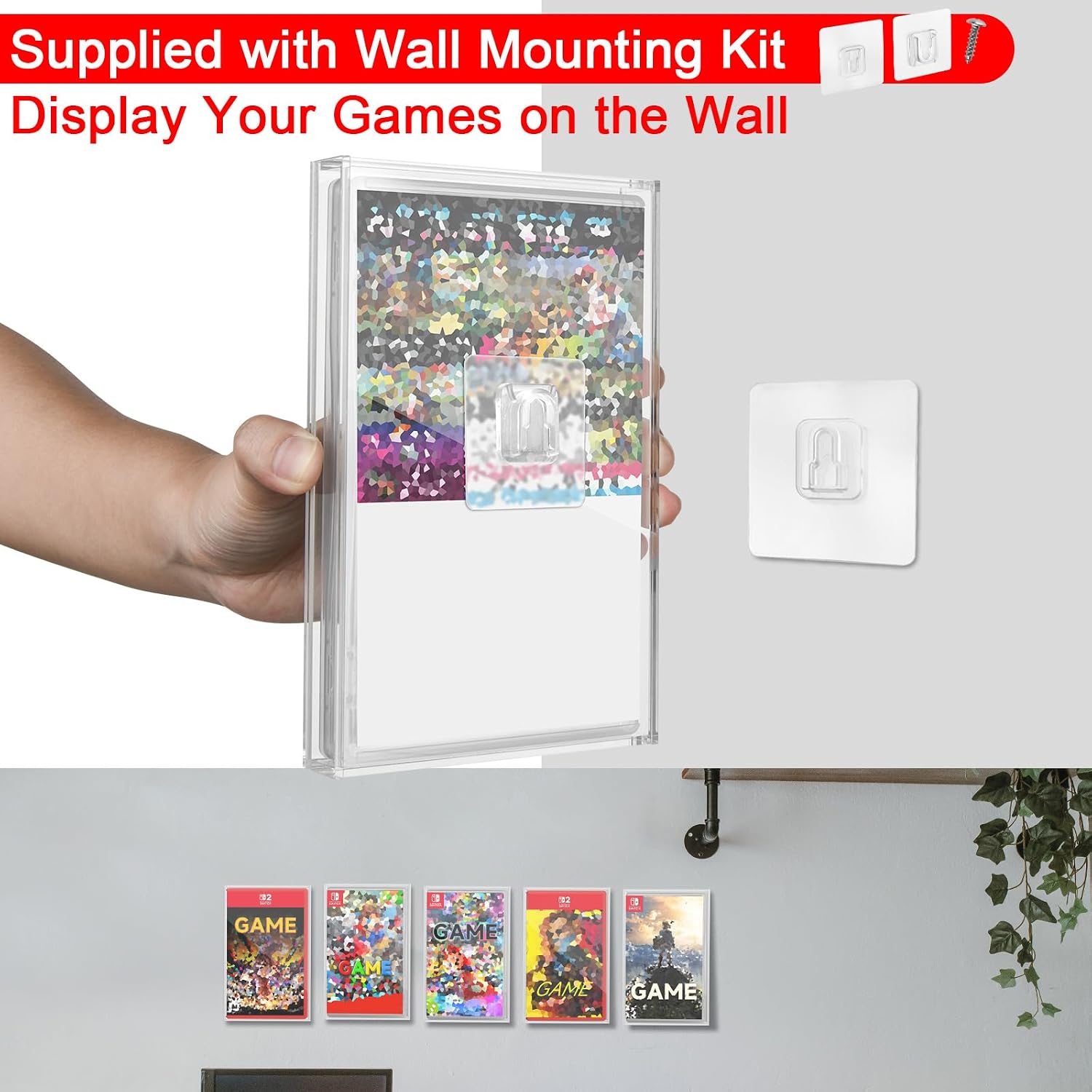 Clear Acrylic Game Protective Case for Switch 1 & 2 Games | 3mm Thick Dustproof Wall Storage Holder, Display Case for Switch Game, Pack of 1