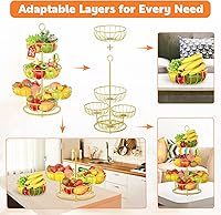 Vista 2 de PouHenier.jh Soporte de cesta de frutas de 5 niveles para encimera, organizador alto de frutero de cocina con niveles para encimera de mesa