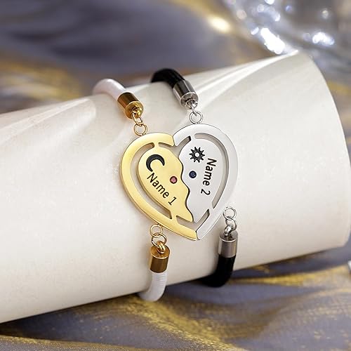 Miniatura 2 de Jewelstruck Pulseras para parejas para él y ella, pulseras personalizadas a juego para parejas, novio y novia, cumpleaños, aniversario, Navidad,