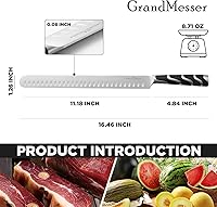 Vista 3 de Cuchillo de trinchar, cuchillo de rebanar de 12 pulgadas para carne, acero alemán de primera calidad con mango ABS, para barbacoa, pechuga de pavo