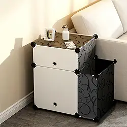 Armário Multiuso Organizador de Armazenamento com Tampa com Divisoria Armário,Modular,Plástico,Empilhável,Grande,Preto,Módulo 2