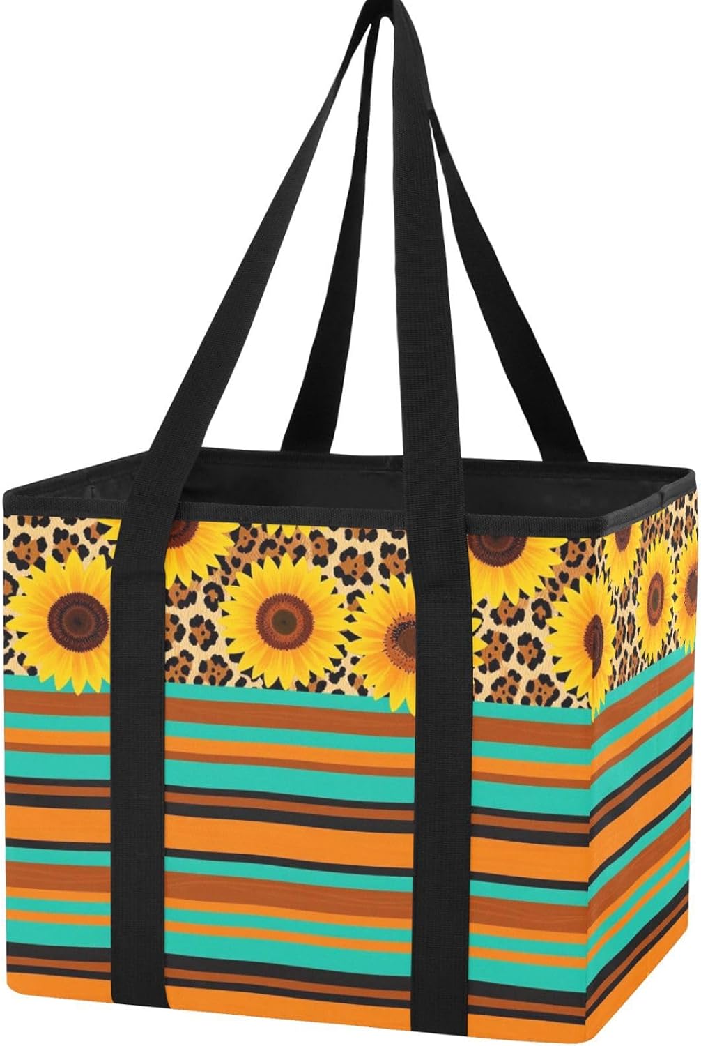 Trunk Organizer for Women Men, Waterproof Collapsible Car Organizers and Storage with Reinforced Handles & Removable PE Board for SUV Sedan Truck, Multi-Purpose Storage Tote Bag Funny Mexican Serape F
