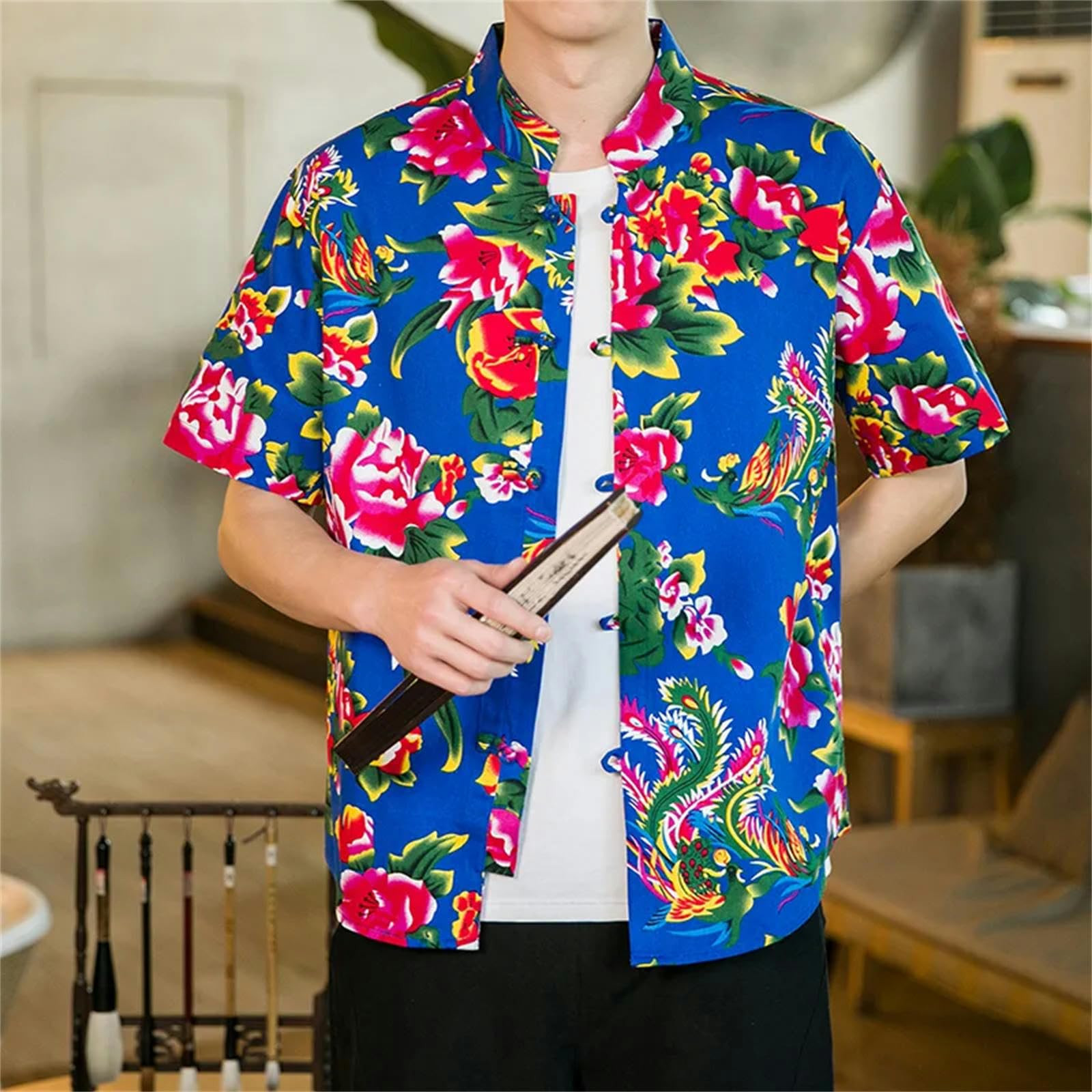 Camisetas Manga Corta Hombre Beach Camisas Hawaianas Camisa De Flores Camisa De Manga Corto