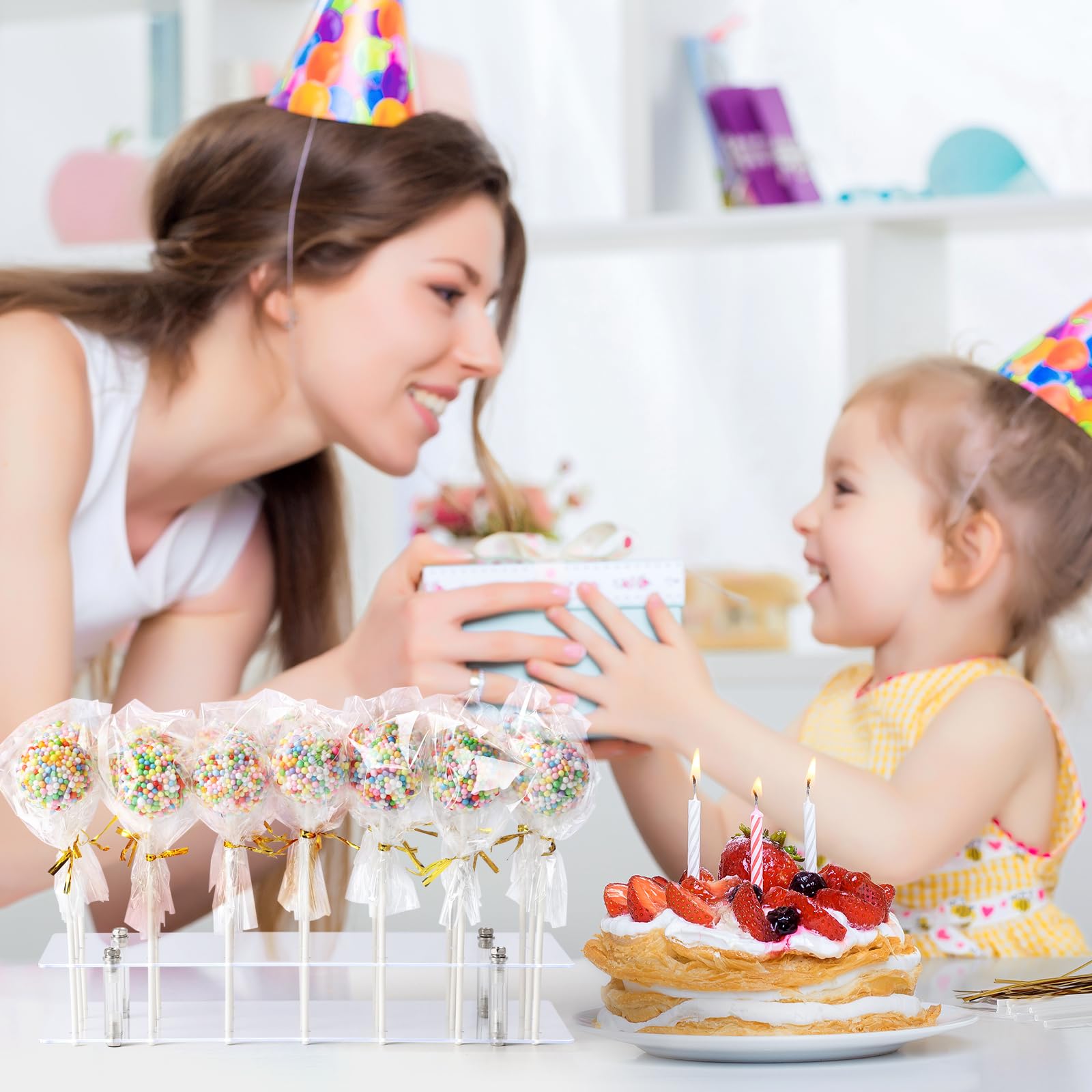 エレガントな4段アクリル製ロリポップ＆ケーキポップディスプレイスタンド ★ エレガントな4段アクリル製ロリポップ＆ケーキポップ