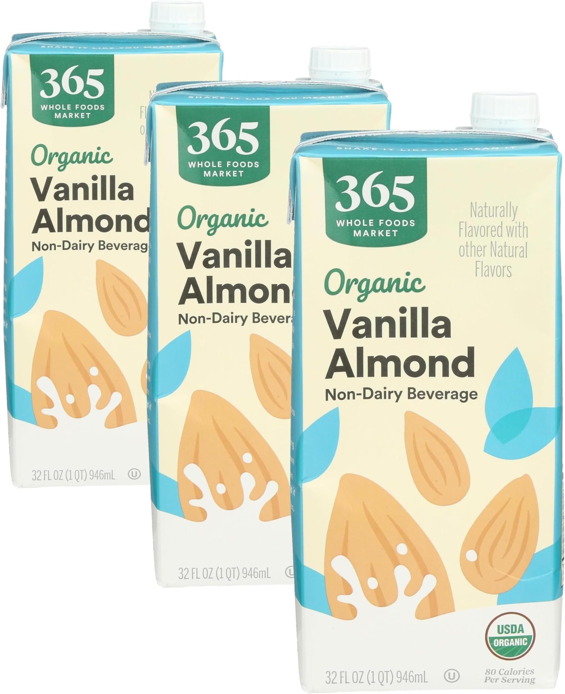 365 by Whole Foods Market, Organic Vanilla Almond Milk, 32 Fl Oz (Pack of 3)
