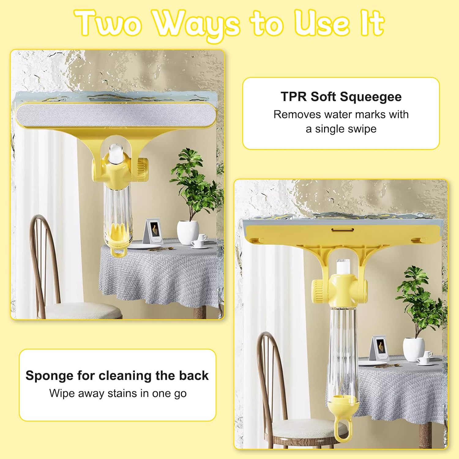 4 in 1 Glass Cleaning Tool with Adjustable Angle Squeegee Spray Bottle and Scrub Brush for Shower Glass Car Windows and Mirrors All in One Window Cleaner Kit