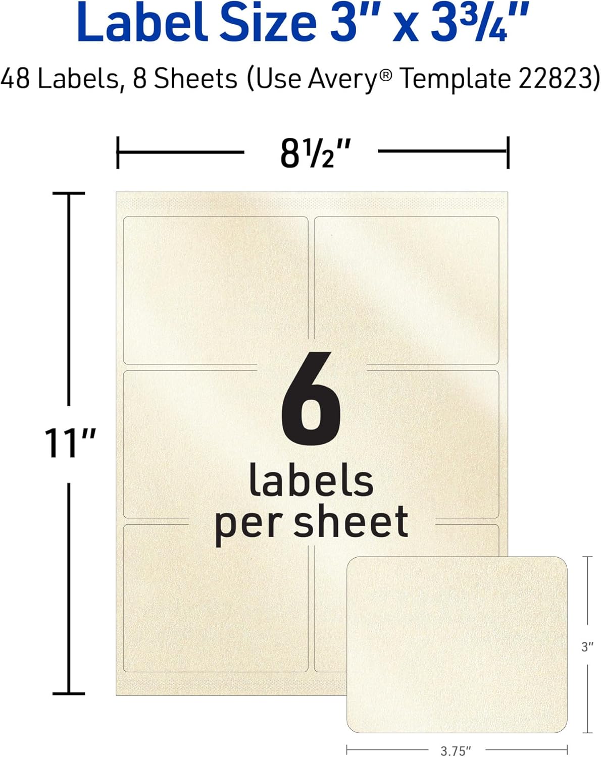 Avery Printable Rectangle Labels, 3" x 3.75", Pearlized Ivory, Laser & Inkjet Compatible, 48 Customizable Label Stickers, Great for Product Branding, Favors, Thank You Stickers, and More (22823) - Image 8