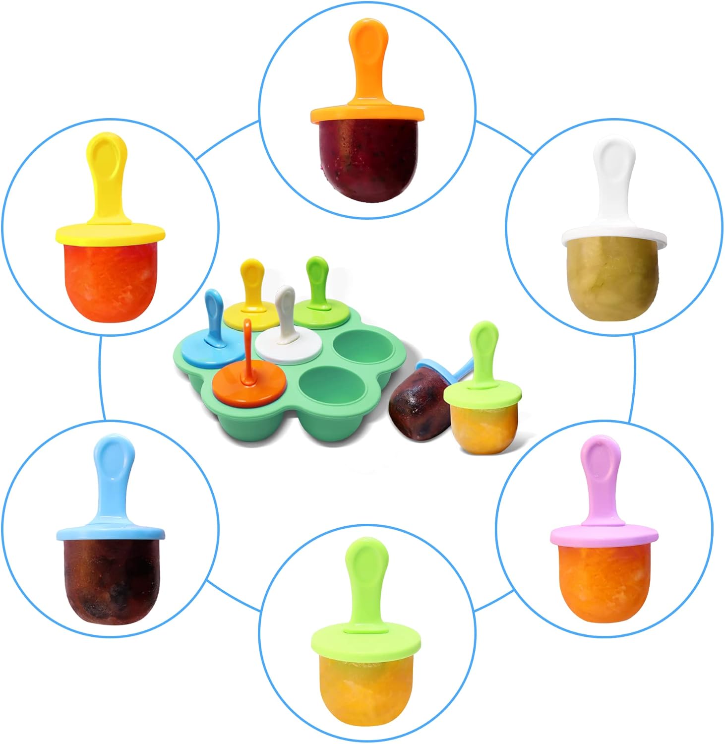 Moldes De Silicona Para Paletas De Aeyistry Con Tapa, 4 Cavidades Mini Molde De Helado Con 20 Palos De Madera Moldes Reutilizables Para Helados